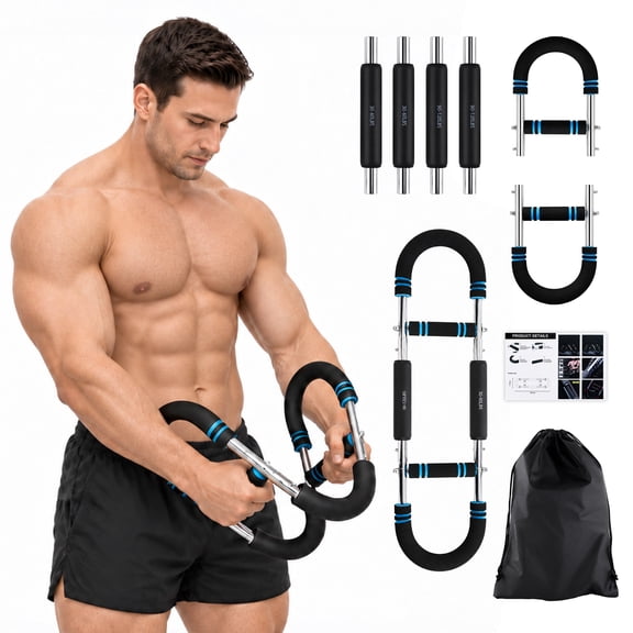 Fatato Twister Arm Trainer, Adjustable Chest Workout Equipment 30-120 lbs, Power Twister Bar with 4 Springs for Arm and Shoulder Training