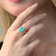 thumbnail image 6 of Gem Stone King 2.56 Ct Green Turquoise White Created Sapphire 18K Yellow Gold Plated Silver Ring, 6 of 6