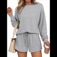 thumbnail image 3 of Conjunto de Pijama Deportivo Informal de Dos Piezas para Mujer con Bolsillos, Ropa de Moda de Otoño Gris S, 3 of 5