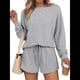 thumbnail image 3 of Conjunto de Pijama Deportivo Informal de Dos Piezas para Mujer con Bolsillos, Ropa de Moda de Otoño Gris XL, 3 of 5