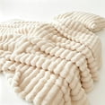 thumbnail image 2 of Throw Blanket Ribbed Striped Plush 47x83 Inches Washable for Couch Sofa Bed, 2 of 7
