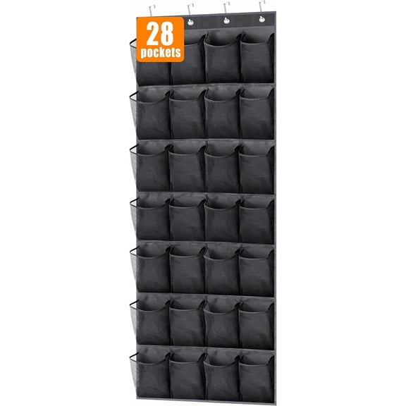 CHICAURA 28 Pocket Over the Door Shoe Organizer, 65 x 22.6 in, Black
