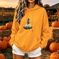 thumbnail image 2 of Juebong fashion Women's Graphic Halloween Hoodie Vintage Distressed Dark Tone Witch Printed Sweatshirt Solid Color Long Sleeve Hooded Pullover with Kangaroo Pocket Loose Fit Casual Fall Outwear, 2 of 5