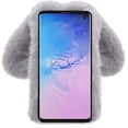 thumbnail image 3 of Rabbit Case for Samsung Galaxy S10, Cute 3D Bunny Ears Soft Furry Hairball Fuzzy Winter Warm Faux Fur Plush Fluffy Flexible TPU Bumper Protective Skin Cover for Women Girls - Gray, 3 of 8