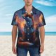 thumbnail image 2 of Balery Starry Sky Meditating Fox Camisas hawaianas de manga corta para hombre, camisas playeras de corte holgado, camisas de vacaciones con botones,XX-Large, 2 of 7
