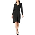 thumbnail image 1 of I.N.C Womens Wrap Surplice Dress, Black, X-Small, 1 of 1