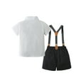 thumbnail image 4 of CARETOO Boy Clothes Toddler Formal Short Shirt Tie Suspender Shorts Wedding Outfits Cotton Fabric, 4 of 14