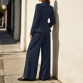 thumbnail image 6 of MLCDZ Women's 2 Piece Business Casual V Neck Long Sleeves Suit Set Blazer and High Waisted Wide Leg Loose Pants Dressy Work Office Outfits for Women, 6 of 9