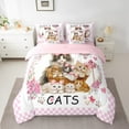 thumbnail image 2 of Cat Full Bed in a Bag 7 Piece Cute Cartoon Cat Print Bedding Sets for Cat Lovers Comforter Set with Sheets Funny Cute Cats Bed Set Kawaii Cat Themed Sheets, 2 of 5