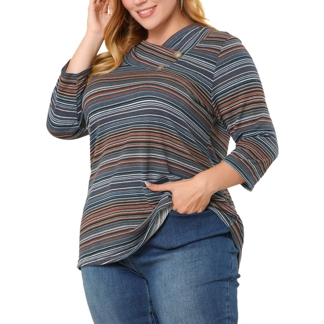Top de punto de Rayas Boho Agnes Orinda Azul XL