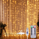 thumbnail image 1 of Guirnalda de luces para cortina de ventana, 300 LED, 8 modos, USB, con estrellas, para Navidad y Año Nuevo, iluminación decorativa para habitación, jardín, boda y fiesta (3 x 3 m), blanco cálido., 1 of 8