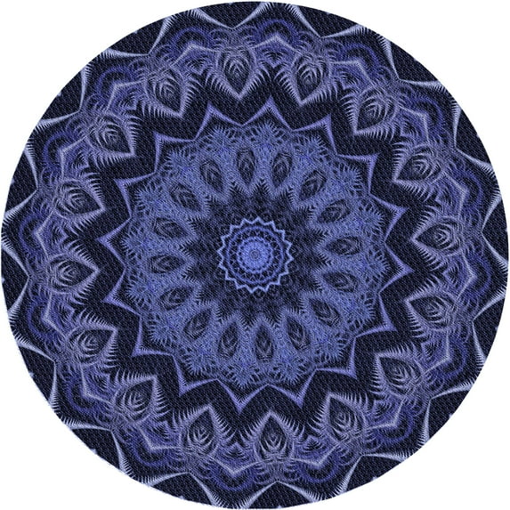 Ahgly Company Indoor Round Patterned Purple Mimosa Purple Area Rugs, 6' Round