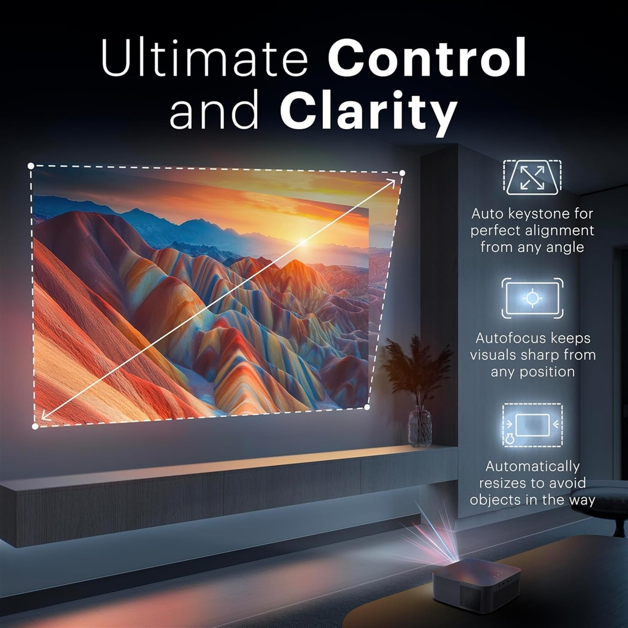 Kodak FLIK X20 Full HD Smart Projector Kit with 100" Screen, Tripod, Remote, Wi-Fi, EVA Case (Black)
