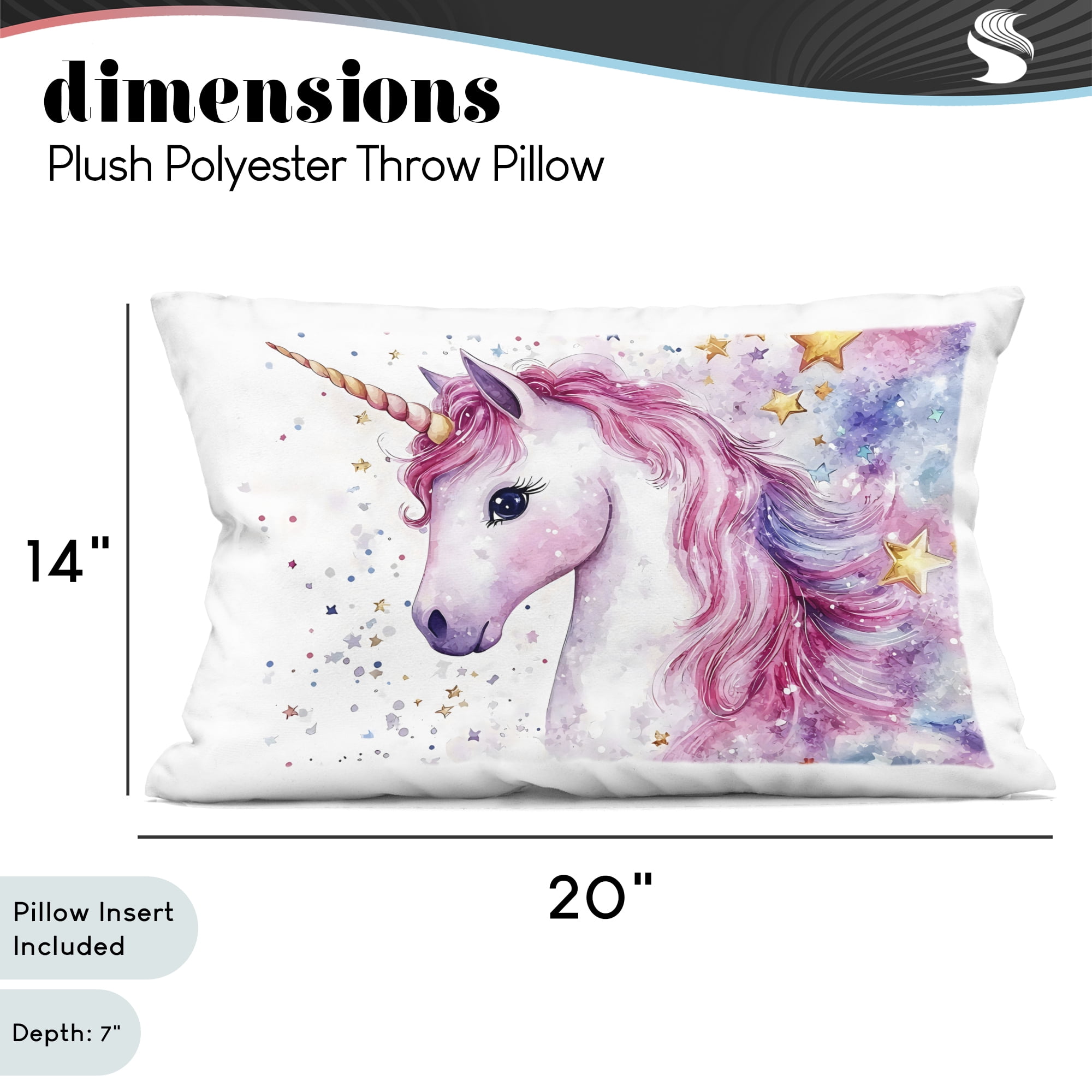 Stupell Industries Pink Mane Unicorn with Stars Decorative Printed Throw Pillow, design by Creative Studio