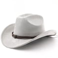 thumbnail image 2 of XIAOCHA Women's Woven Shell‑Clasp Suede Cowboy Hat Solid Outdoor Rodeo Western Hat,Grey, 2 of 4