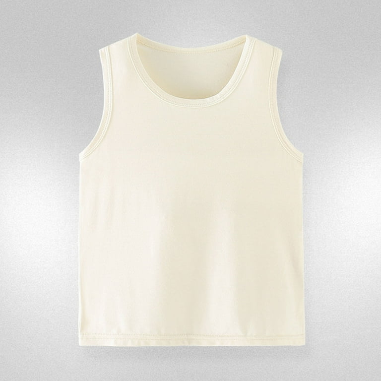 Sleeveless Shirts For Kids Solid Graphic T-Shirt Round Neck Crop