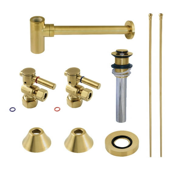 Kingston Brass CC53307DLVKB30 Trimscape Modern Plumbing Sink Trim Kit with Bottle Trap and Drain, Brushed Brass