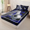 thumbnail image 2 of Castle Fairy 3D Metallic Letter A Soccer Print Zipper Twin Comforter Sets with Fitted Sheet and 2 Pillowcases, Futuristic Sports Graphic Zipper Bedding Set, Silver Black Blue,4-Piece,Black Reversible, 2 of 6