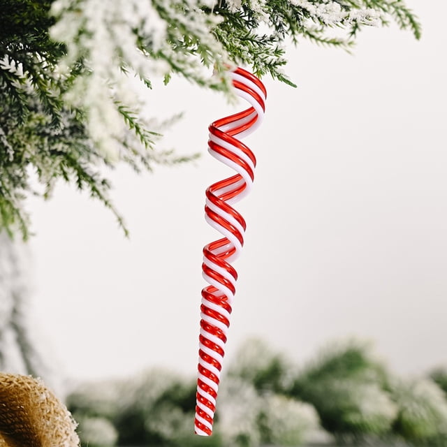 Fiudx Colgante de Caramelo Rojo y Blanco, Adorno para Árbol de Navidad, Decoración Festiva para El Hogar, Idea de Regalo Exquisita, Multiusos para Mesa o Habitación, Tamaño 17 X 2 Cm/12 X 5 Cm/16 X 7