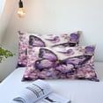 thumbnail image 2 of OMELA Purple Butterfly Comforter Set Queen Size,3 Pcs Chic Floral Purple Butterfly Thick Comforter Set for Girls Women Adults All Season, 2 of 8