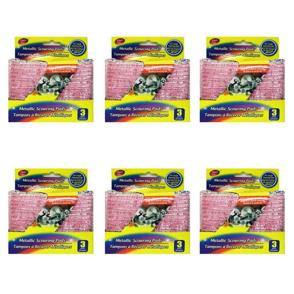 Pure Kleen Metallic Scouring Pads (3 In 1 Pack) (Pack of 6)