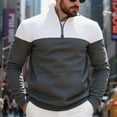 thumbnail image 3 of LIaqionyy Men's Mock Neck Sweatshirts Quarter Zip Color Block Long Sleeve Casual Pullover Sweatshirt, 3 of 7