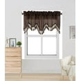 thumbnail image 2 of 1Pc Wave Coffee color waterfall valance with tassels faux silk rod pocket semi sheer ascot dressing window 55" wide X 18" long for kitchen décor, 2 of 5
