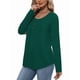 thumbnail image 4 of Camisas de Larga para Mujer, Conjuntos de Otoño, Cuello Redondo, Túnicas Casuales, Blusas de Moda, Ropa de Moda. Verde Oscuro M, 4 of 6