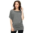 thumbnail image 3 of Made by Johnny Women's Boat Neck Short Sleeve Dolman Drape Top XXXXL HDG, 3 of 6