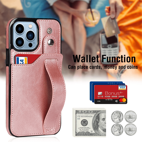 Suitable For iPhone14 Cover Mobile Phone Case Wristband Card Mobile Phone Leather Case