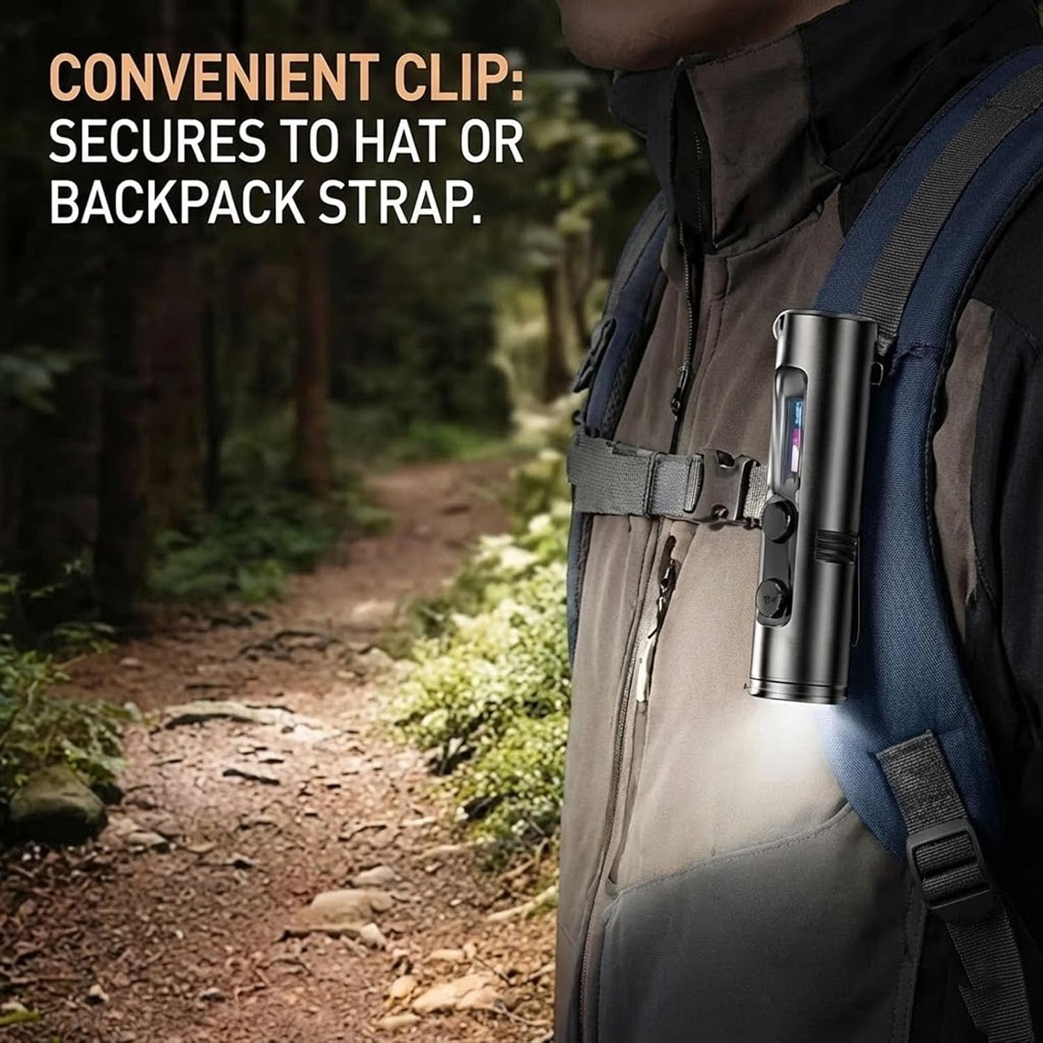 Pocket Rechargeable EDC Flashlight, Mini Keychain Light with Fire Starter, Magnetic Base Lamp for Camping Hiking