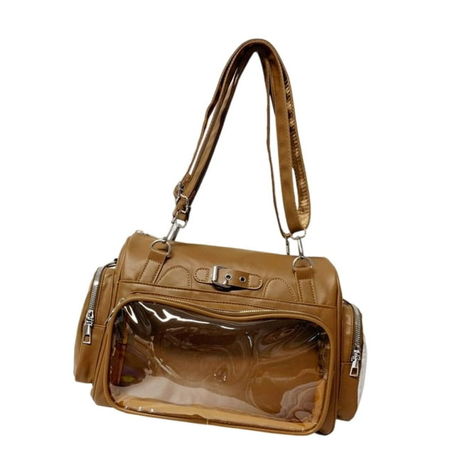 KLKCMS Ita Bag Clear Window Purse Pin Display for Cosplay Anime Display Halloween Party Khaki
