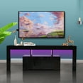 thumbnail image 2 of Black TV Stand for 55 Inch TV, TV Console Table with Drawers, Media Console for TV, Home Furniture High Glossy TV Cabinet W/ 16 LED Light, Entertainment Center for Living Room, 51"×14"×18", Z1149, 2 of 13