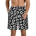 thumbnail image 2 of Uemuo Black Leopard Pattern Men's Swim Trunks Hawaiian Beach Bathing Suit Swimsuits Beach Quick-Dry Shorts with Pockets-, 2 of 9