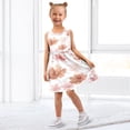 thumbnail image 5 of Girls' Summer Sleeveless Dress Soft Cotton A-Line Dress Watercolor Pink Maple Leaves 6Y, 5 of 7