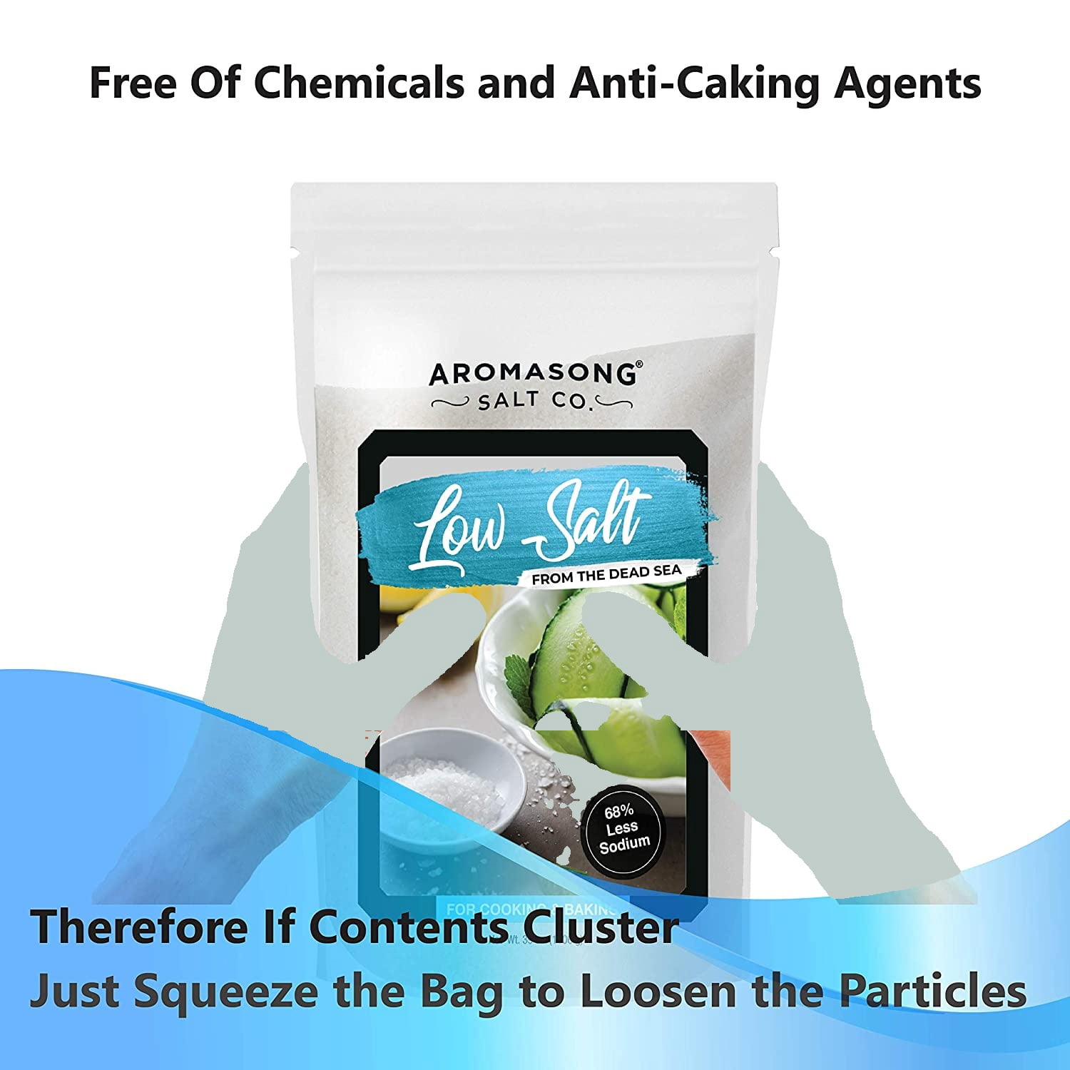 Aromasong Low Sodium Sea Salt  100% Natural 68% Less Sodium 19 lb. Bag