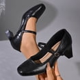 thumbnail image 6 of Xfvqtps Womens Mary Jane Heels Shoes Square Toe Ankle Strap Chunky Heel Spring Summer Vintage Style Comfortable Mid Heel Dressy Casual Wear, 6 of 8