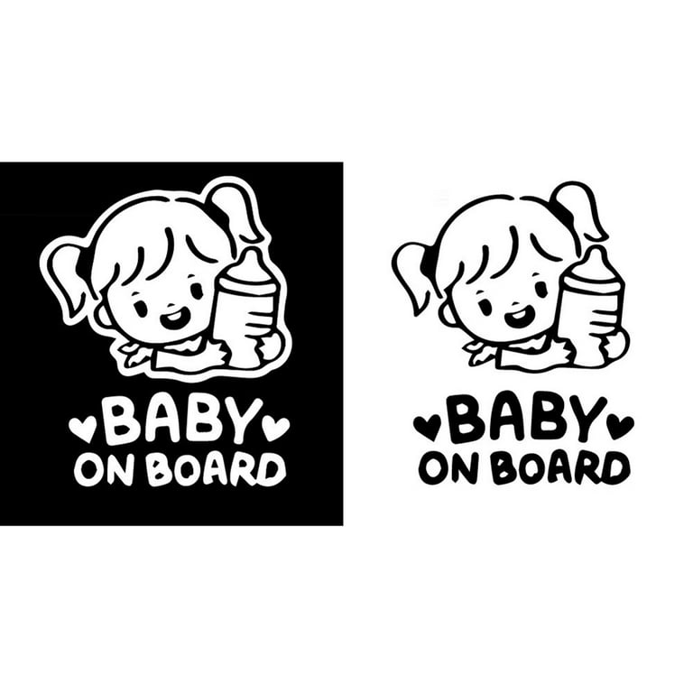 VERMON Cartoon Baby On Board Little Girl with Feeding Bottle Car Window Sticker  Decal 