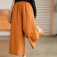 thumbnail image 6 of CFLVAEK Plus Size Womens Cotton Linen Culottes with Pockets Elastic Waist Yoga Pant Baggy High Rise Drawstring Trousers Casual Wide Leg Palazzo Pants, 6 of 6