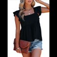 thumbnail image 1 of Blusa Informal de Mujer con Cuello Cuadrado, Volantes, Mangas y Peplum, Estilo Babydoll, Sin Mangas, Color Negro, Talla S, 1 of 10
