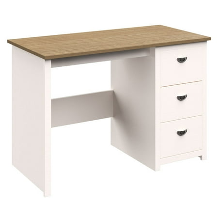 Computer Desk - Traditional Desk with Attached 3-Drawer File Cabinet - For Home Office  Bedroom  Computer  or Craft Table by Lavish Home (White)