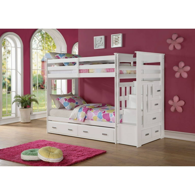 ACME Allentown Twin over Twin Bunk Bed with Storage White