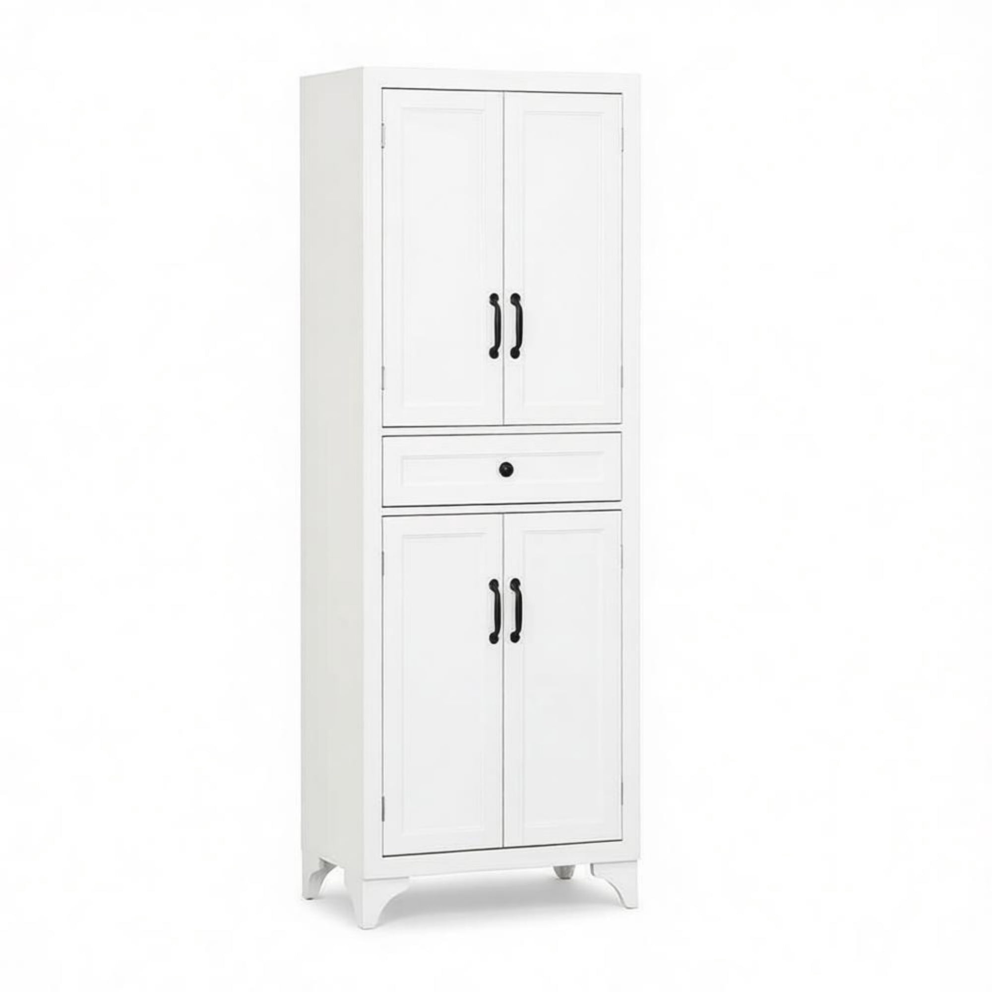 67" 4-Door Kitchen Pantry, with Drawer and Adjustable Shelves, Large-Capacity Storage Cabinet, White