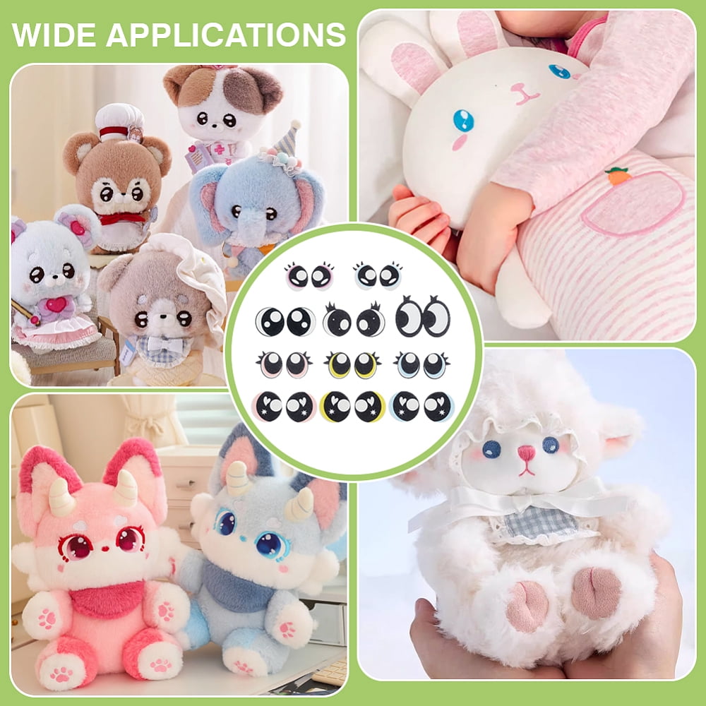 44 Pairs 11 Styles Felt Craft Eye for DIY Toys Puppet Plush Animal Making Mixed Color 27-44x21-56x2mm 4pairs/style