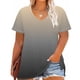 thumbnail image 4 of Camiseta de Base de Impresión de Manga Corta con Cuello en V para las Mujeres, Más Tamaño Estante de Imitación Casual Superior, 4 of 9