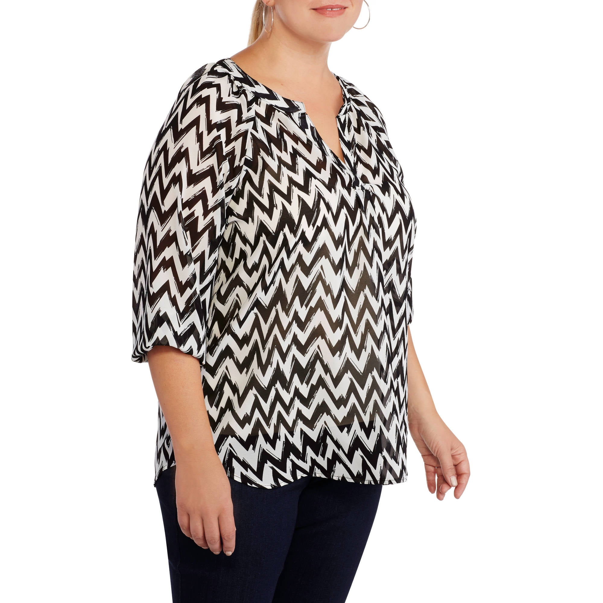 Women's Plus-size Chevron Printed Blouse - Walmart.com