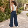 thumbnail image 7 of Sewkxo Womens Casual Wide Leg Sweatpants Acid Wash Elastic Waisted Palazzo Pants Trousers with Pockets,Black L, 7 of 7