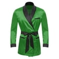 thumbnail image 3 of Zaldita Men's Smoking Jacket Satin Gown Robe Long Sleeve Short Kimono Smoking Robe Coat with Belt Green S, 3 of 7