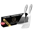 thumbnail image 1 of Fish Spatula Stainless Steel Combo, 1 Large Fish Turner Spatula + 1 Small Griddle Spatula, Metal Spatula for Kitchen Use, Slotted Spatulas, Frying Spatula with, 1 of 10