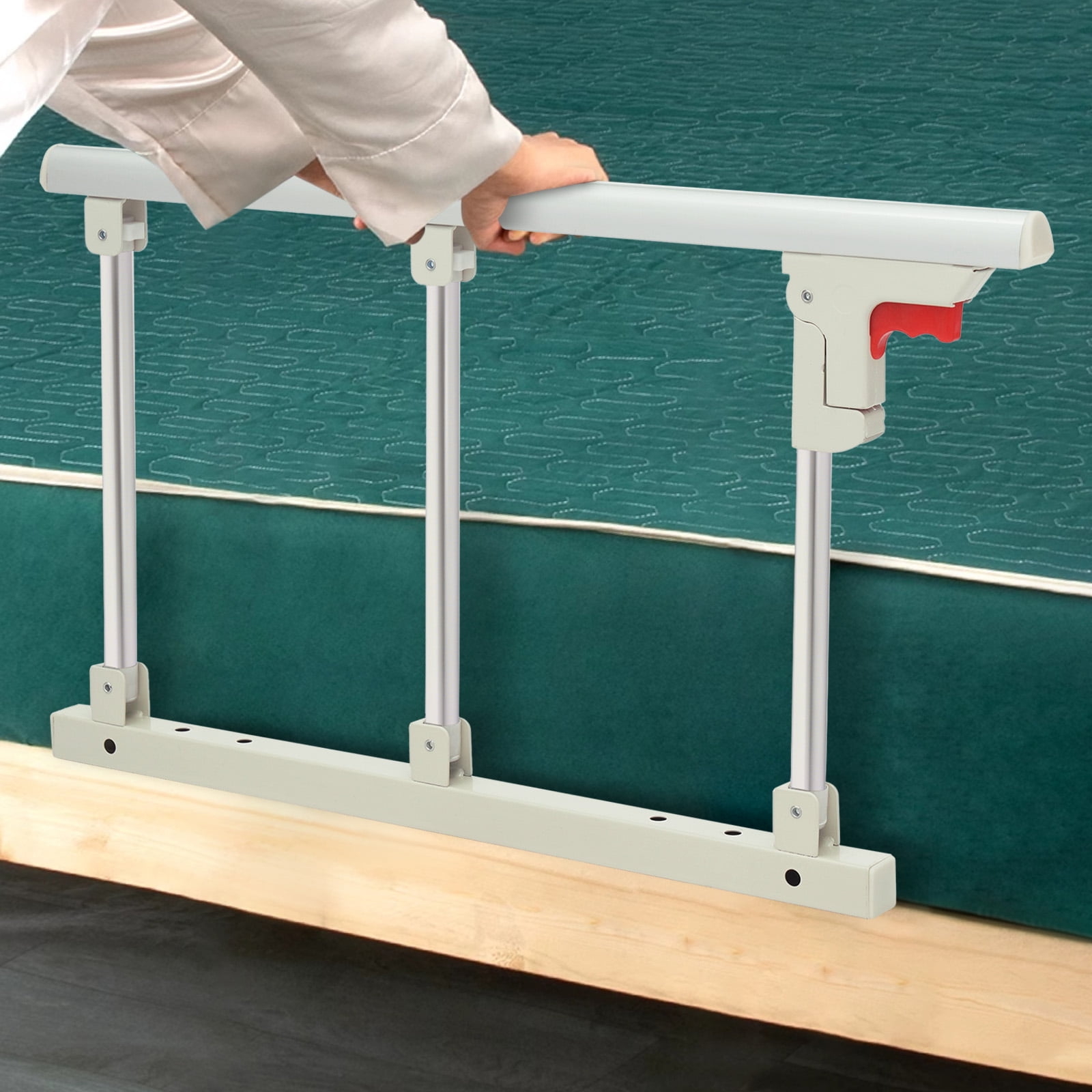 Silvery White Bed Safety Railing - Heavy-Duty Bedside Guard for Enhanced Safety & Peace of Mind